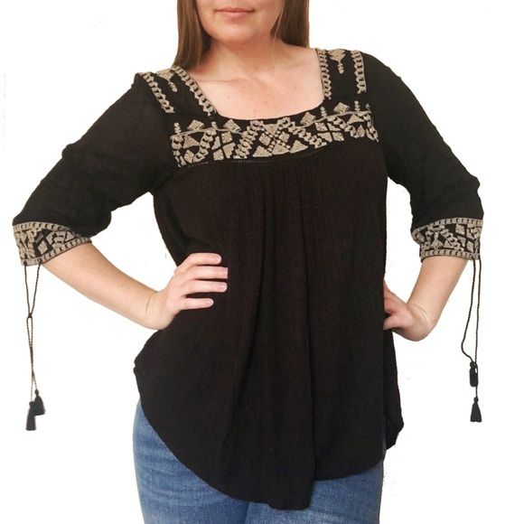 black peasant shirt